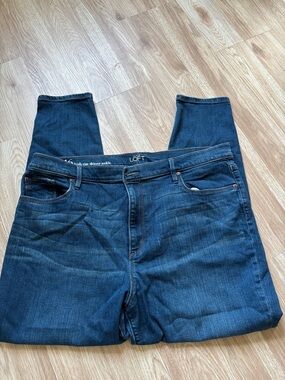 LOFT Women's Dark Indigo High-Rise Skinny Ankle Jeans